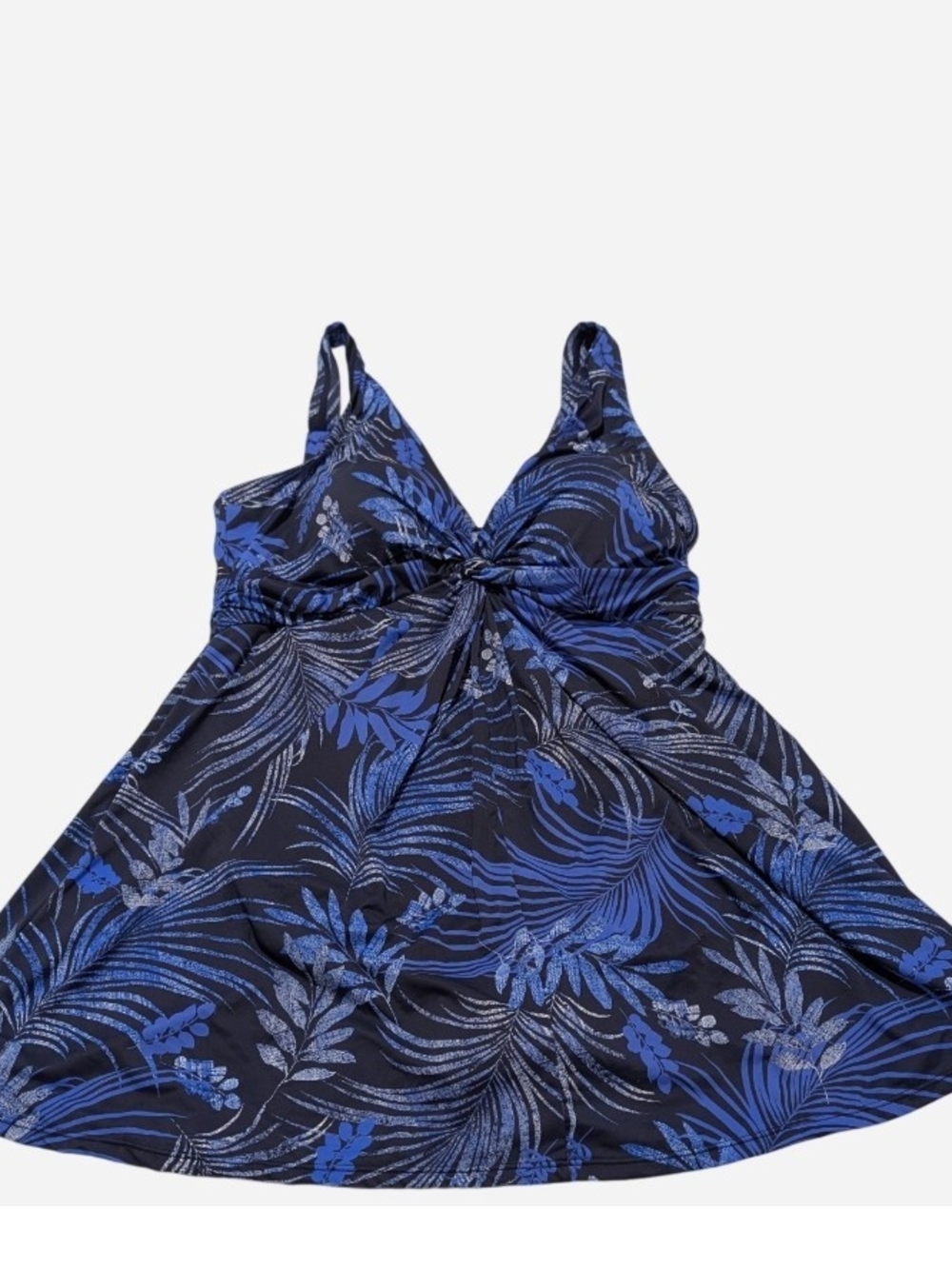 Swimsuits For All Black and Blue Twist-Front Tankini Top